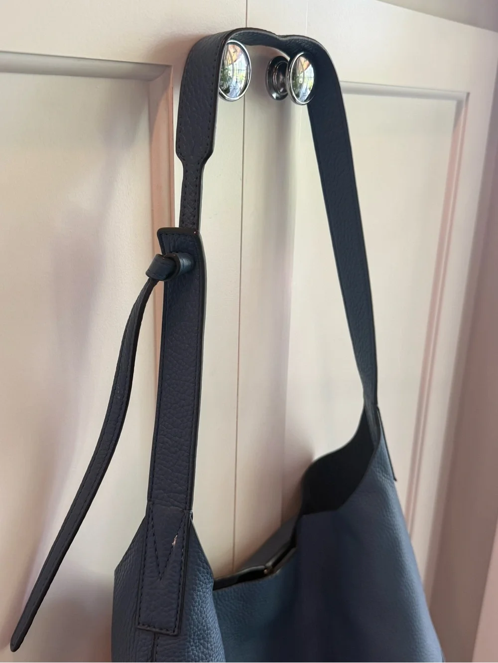 Michael Kors Junie Two Tone Blue Navy Med Large Hobo Shoulder Bag Dark Chambray
